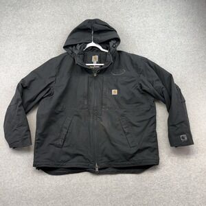 Carhartt Jacket Men's 102207 Black Full Swing Size Quick Duck Canvas Hooded XXL